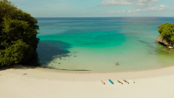 Tropik sahil ve mavi göl — Stok video