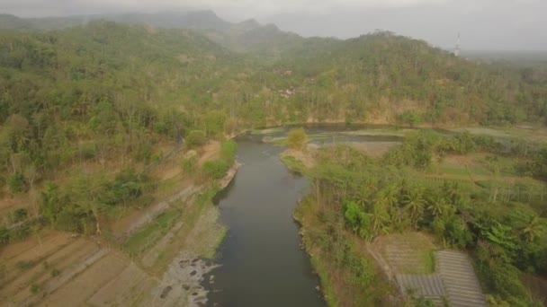 Paesaggio tropicale fiume agricoltori terra — Video Stock