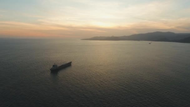 Water surface aerial view in bali at sunset — Stock Video