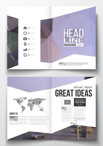 Set of business templates for brochure, magazine, flyer, booklet or annual report. Polygonal background, blurred image, urban landscape, modern stylish triangular vector texture — Stock Vector