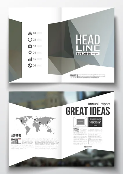 Set of business templates for brochure, magazine, flyer, booklet or annual report. Polygonal background, blurred image, urban landscape, modern stylish triangular vector texture