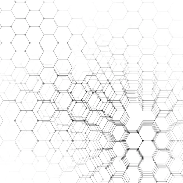 Chemistry 3D pattern, hexagonal molecule structure on white, scientific medical research. Medicine, science and technology concept. Motion design. Geometric abstract background. — Stock Vector