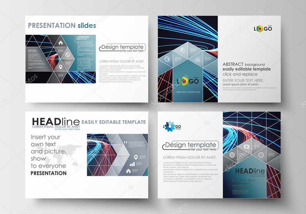 Conjunto De Negocios Plantillas Para Las Diapositivas De La Presentacion Disenos Planos Editables Facil Lineas Abstractas