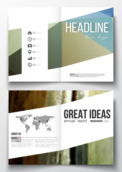 Set of business templates for brochure, magazine, flyer, booklet or annual report. Colorful polygonal backdrop, blurred background, natural landscape, modern stylish triangle vector texture — Διανυσματικό Αρχείο