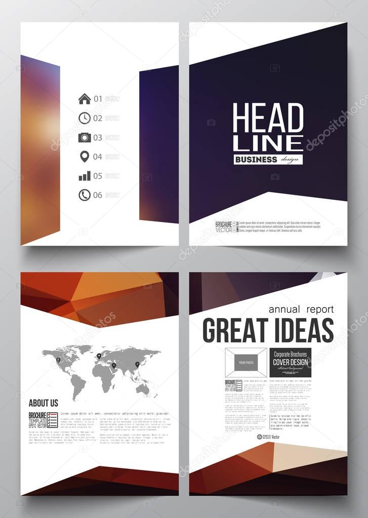 Set of business templates for brochure, magazine, flyer, booklet or annual report. Colorful polygonal background, modern triangular vector texture