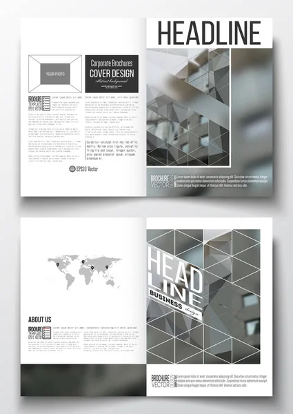 Set of business templates for brochure, magazine, flyer, booklet or annual report. Polygonal background, blurred image, urban landscape, modern stylish triangular vector texture