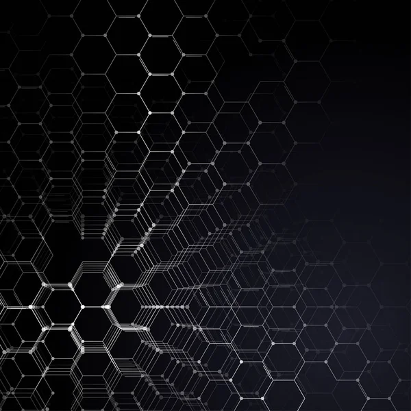 Kimya 3d model, siyah, bilimsel ve tıbbi araştırma altıgen molekül yapısı. Tıp, bilim ve teknoloji kavramı. Hareket tasarımı. Geometrik arka plan.