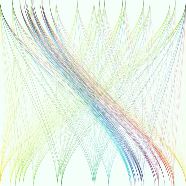 抽象的な波、ラインとカラフルな背景は。明るい色の無秩序、ランダムな乱雑な曲線旋回します。モーション デザイン。カラフルなベクトルの装飾. — ストックベクタ