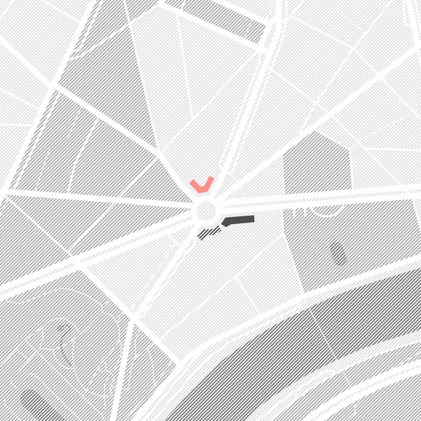 Mapa de la ciudad. Patrón monocromático de color gris. Ilustración abstracta vectorial de una ciudad con calles, parques y estanques . — Vector de stock