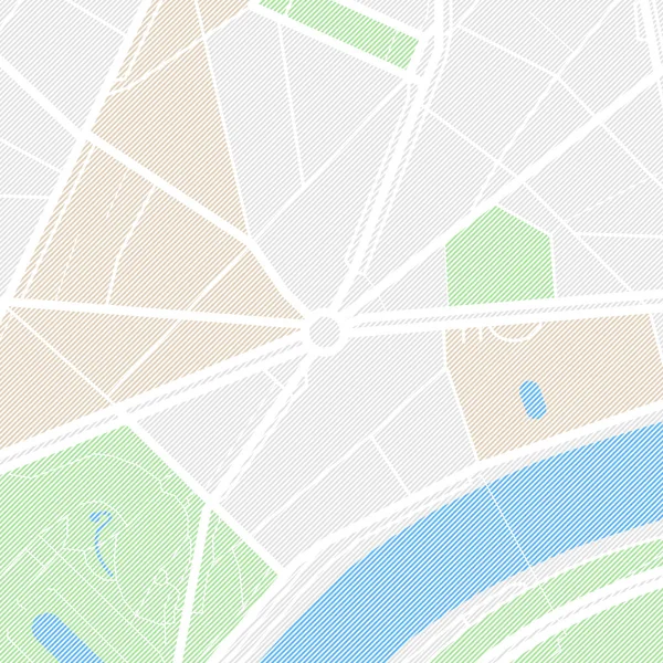 Stadtplan mit Straßen, Parks und Teich. flaches Design abstrakte Vektorillustration. — Stockvektor