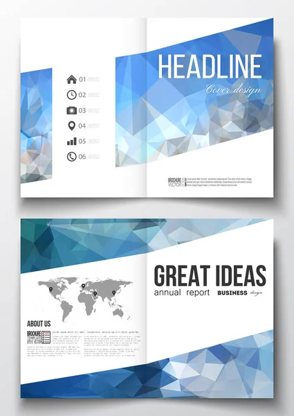 Set of business templates for brochure, magazine, flyer, booklet or annual report. Abstract blue polygonal background, colorful backdrop, modern stylish vector texture — Stock Vector