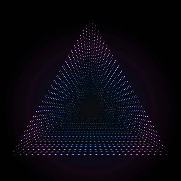 Абстрактные неоновые точки, пунктирный технологический фон. Светящиеся частицы, световая модель, футуристическая текстура, дизайн цифрового вектора — стоковый вектор