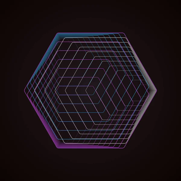 Logotipo poligonal abstracto aislado en negro. Símbolo de diseño geométrico, geometría hexagonal. Fondo vectorial hecho de hexágonos . — Archivo Imágenes Vectoriales