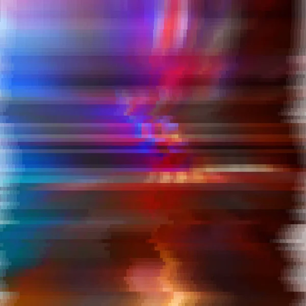 Glitched abstract vector achtergrond gemaakt van kleurrijke pixel mozaïek. Digitale verval, signaal fout, televisie mislukken. Trendy ontwerp voor print poster, brochure cover, website en andere projecten. — Stockvector