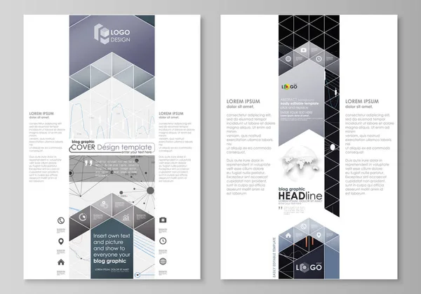 Modelos de negócios gráficos de blog. Página modelo de design do site, layout vetorial. Fundo infográfico abstrato em estilo minimalista feito de linhas, símbolos, gráficos, outros elementos . —  Vetores de Stock