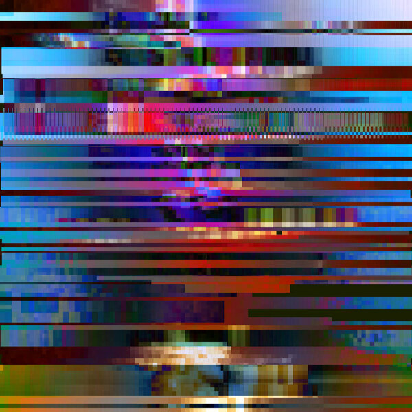 Glitched abstract vector background made of colorful pixel mosaic. Digital decay, signal error, television fail. Trendy design for print poster, brochure cover, website and other projects.