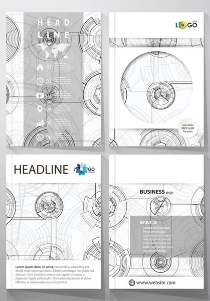 Modelli di business per brochure, rivista, volantino, relazione annuale. Modello di copertina, layout formato A4. Design high tech, sistema di collegamento. Concetto scientifico e tecnologico. Futuristico sfondo vettoriale . — Vettoriale Stock