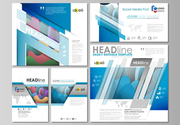 Social-Media-Posts eingestellt. Geschäftsvorlagen. flache Vorlage, Vektorlayouts in gängigen Formaten. helles Farbmuster, farbenfrohes Design mit überlappenden Formen, die einen abstrakten, schönen Hintergrund bilden. — Stockvektor