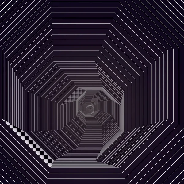 Fondo poligonal abstracto con hexágonos, ilusión de profundidad y perspectiva. Diseño geométrico de color negro, geometría hexagonal . — Archivo Imágenes Vectoriales