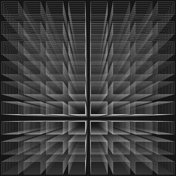 Couleur noire abstraite fond infini, structure 3d avec rectangles blancs formant illusion de profondeur et de perspective, illustration vectorielle . — Image vectorielle