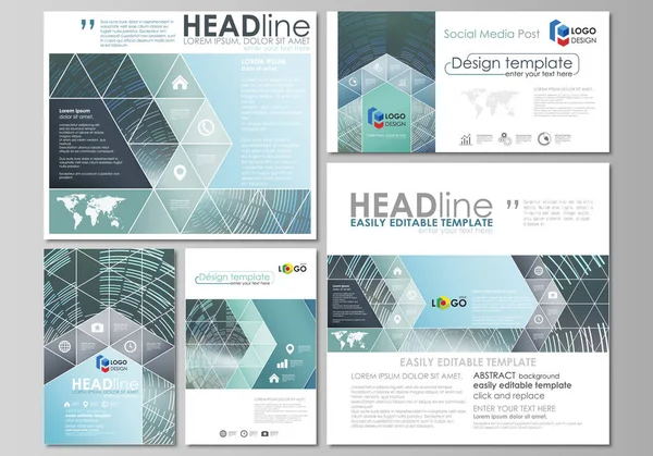 Sosyal medya kümesi nakleder. İş şablonları. Kolay düzenlenebilir soyut düz tasarım şablonu, vektör düzenleri popüler formatları. Teknolojik altyapı geometrik tarzı.