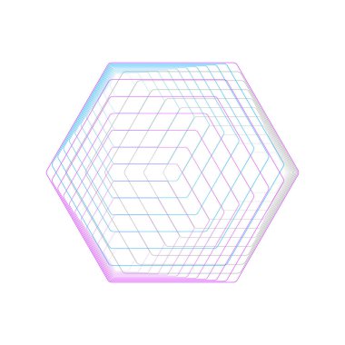 Soyut poligonal logosu beyaz izole. Geometrik tasarım sembolü, altıgen geometri. Vektör arka plan altıgen yaptı.