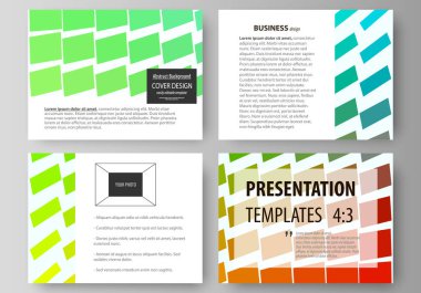İş şablonları sunma kaymak için kümesi. Düz tasarım kolay düzenlenebilir vektör düzenler. Renkli dikdörtgenler, hareketli dinamik şekillendirme soyut poligonal stili arka plan şekilleri..