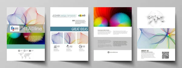 Modelli di business per brochure, volantino, opuscolo, report. Modello di copertina, layout vettoriale piatto in formato A4. Design colorato, sovrapposizione di forme geometriche e onde che formano astratto bellissimo sfondo . — Vettoriale Stock