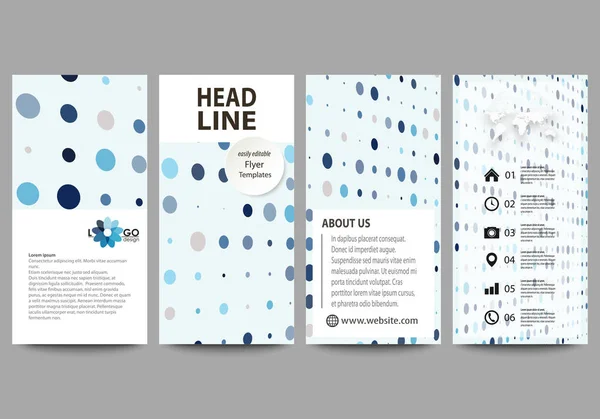 Flyers set, moderne banners. Zakelijke sjablonen. Voorbladsjabloon, gemakkelijk bewerkbaar abstract lay-outs. Zachte kleuren stippen met de illusie van diepte en perspectief, gestippelde achtergrond. Elegante vector design. — Stockvector