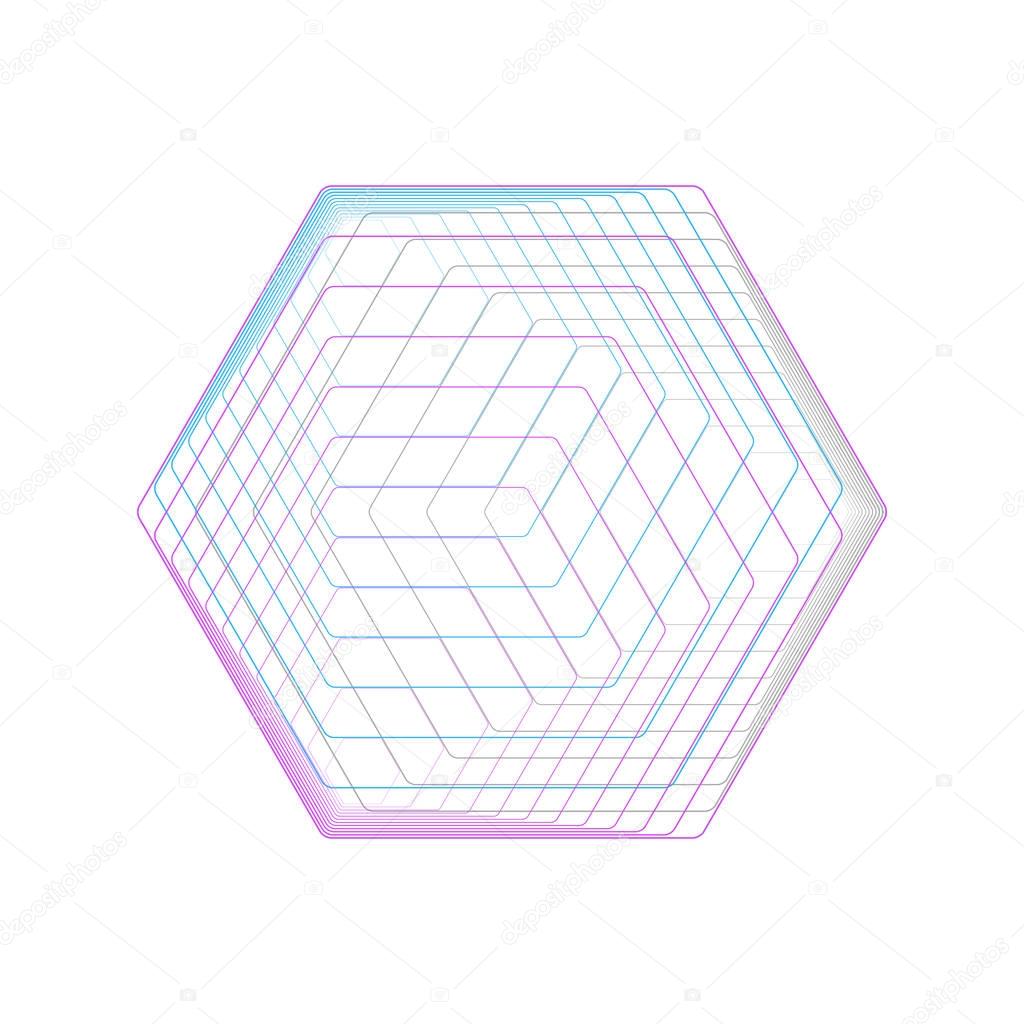 Abstract polygonal logo isolated on white. Geometric design symbol, hexagonal geometry. Vector background made of hexagons