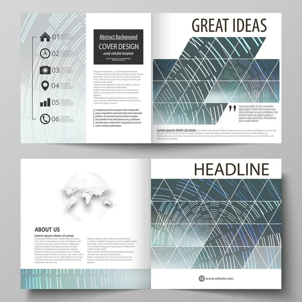 Business templates for square design bi fold brochure, flyer, booklet or report. Leaflet cover, abstract flat layout, easy editable vector. Technology background in geometric style made from circles. — Stock Vector