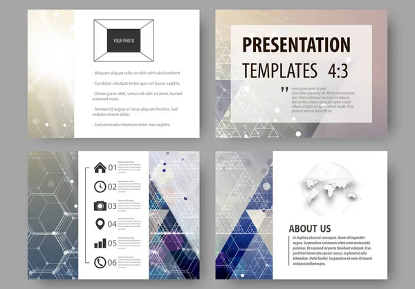 Modelos de negócios para slides de apresentação. Layouts vetoriais fáceis editáveis. Padrão de química, estrutura molecular hexagonal, pesquisa científica ou médica. Conceito de medicina, ciência e tecnologia . —  Vetores de Stock