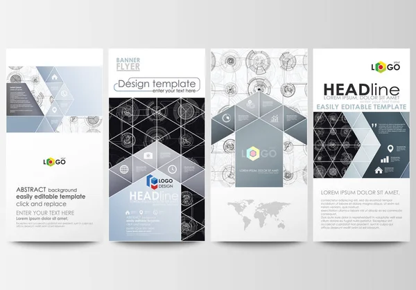 Flyers set, banners modernos. Modelos de negócios. Modelo de capa, layouts fáceis editáveis. Design de alta tecnologia, sistema de conexão. Conceito de ciência e tecnologia. Futurista fundo vetor abstrato . —  Vetores de Stock