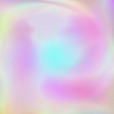 Arka plan hologram etkisi ile. Hologram tasarım kartı pastel renklerde. Bulanık renkli desen, fütüristik gerçeküstü doku.
