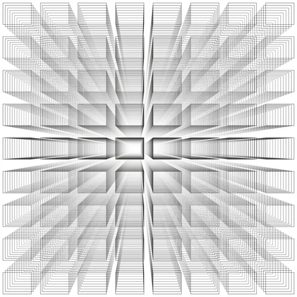 Witte kleur abstracte oneindigheid achtergrond, 3D-structuur met grijze rechthoeken vorming van de illusie van diepte en perspectief, vectorillustratie. — Stockvector