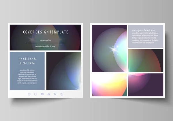业务模板为方形宣传册、 杂志、 传单、 小册子或年度报告。小叶封面、 抽象矢量布局。复古风格，神秘的科幻背景。未来的时尚设计. — 图库矢量图片