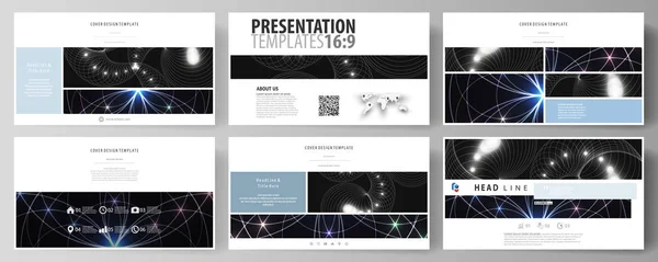 Modelos de negócios em formato HD para slides de apresentação. Layouts vetoriais abstratos editáveis fáceis em design plano. Geometria sagrada, ornamento geométrico brilhante. Fundo místico . — Vetor de Stock