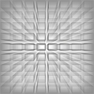 Gri renk soyut Infinity arka plan, 3d derinlik ve bakış açısı, vektör çizim hayal kurma dikdörtgenler yapısıyla.