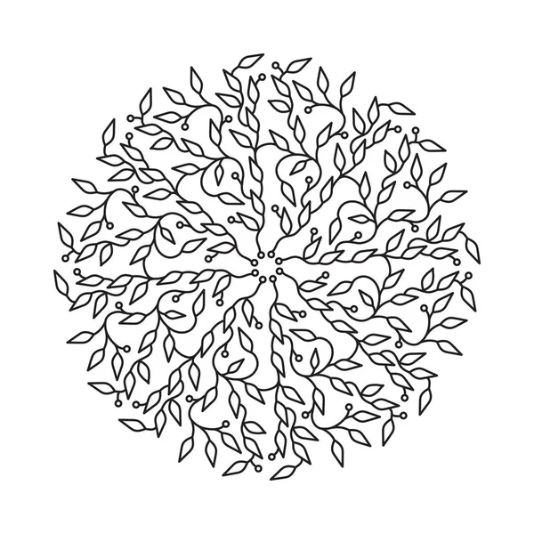 Soyut siyah renk logo tasarımı, beyaz arka plan üzerinde izole şablonu. Daire amblemi yaprakları ile yaptı. Spa konsept monogram lineer tarzda. Vektör dekorasyon moda, kozmetik, güzellik endüstrisi için