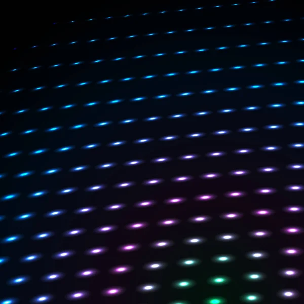 Abstrakte blaue Farbe Neon-Punkte, gepunktete Technologie Hintergrund. glühende Teilchen, LED-Lichtmuster, futuristische Textur, digitales Vektordesign — Stockvektor