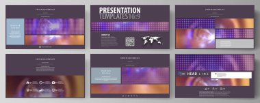 İş şablonları HD sunma kaymak için biçimlendirin. Düz stil içindeki kolay düzenlenebilir soyut vektör düzenler. Parlak renk renkli tasarımı, güzel fütüristik arka plan.