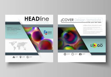 İş şablonları kare broşür, dergi, broşür, kitapçık ya da faaliyet raporu için. Kapak broşür, vektör düzen düz. Soyut şekiller, parlak hücre zemin ile renkli tasarım arka plan.