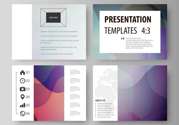 Geschäftsvorlagen für Präsentationsfolien. leicht editierbare Layouts im flachen Stil, Vektorillustration. helles Farbmuster, farbenfrohes Design, überlappende Formen bilden abstrakt schönen Hintergrund. — Stockvektor