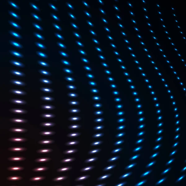 Astratto blu puntini al neon colore, punteggiato sfondo tecnologia. Particelle luminose, pattern di luce a led, texture futuristica, progettazione vettoriale digitale — Vettoriale Stock