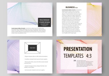 İş şablonları sunma kaymak için kümesi. Düz tasarım kolay düzenlenebilir vektör düzenler. Güzel arka plan oluşturan dalgalar ile renkli dekorasyon.