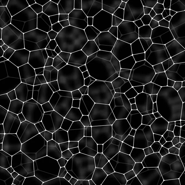 化学パターン、黒い背景に多角形の分子構造。医学、科学、微生物学の概念、ベクトル イラスト. — ストックベクタ