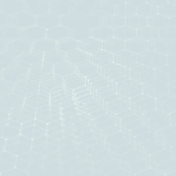 Kemi 3d mönster, sexkantiga molekyl struktur på blå, vetenskapliga medicinska Dna-forskning. Medicin, naturvetenskap och teknik koncept. Motion design. Geometriska abstrakt bakgrund. — Stock vektor