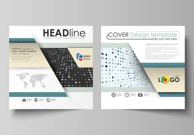 Rapor için kare broşür, el ilanı, broşür, iş şablonlar. Kapak broşür, düzen soyut. Derinliği ve perspektifi, noktalı arka plan hayal ile yumuşak renkli noktalar. Modern zarif vektör tasarımı.
