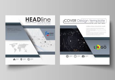 İş şablonları square için tasarım broşür, el ilanı, faaliyet raporu. Kapak broşür, düzen vektör. Çizgiler, semboller, grafikler, diyagramlar ve diğer öğeleri ile renkli soyut Infographic arka plan.