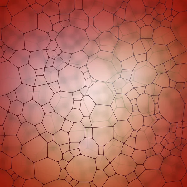 Kemi mönster, polygona molekyl struktur på röd bakgrund. Medicin, vetenskap, mikrobiologi koncept, vektorillustration. — Stock vektor